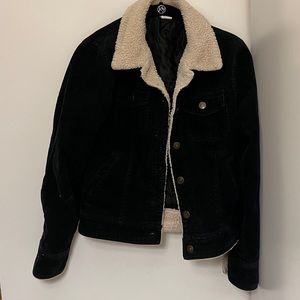 Sherpa lined black corduroy cropped jacket!
